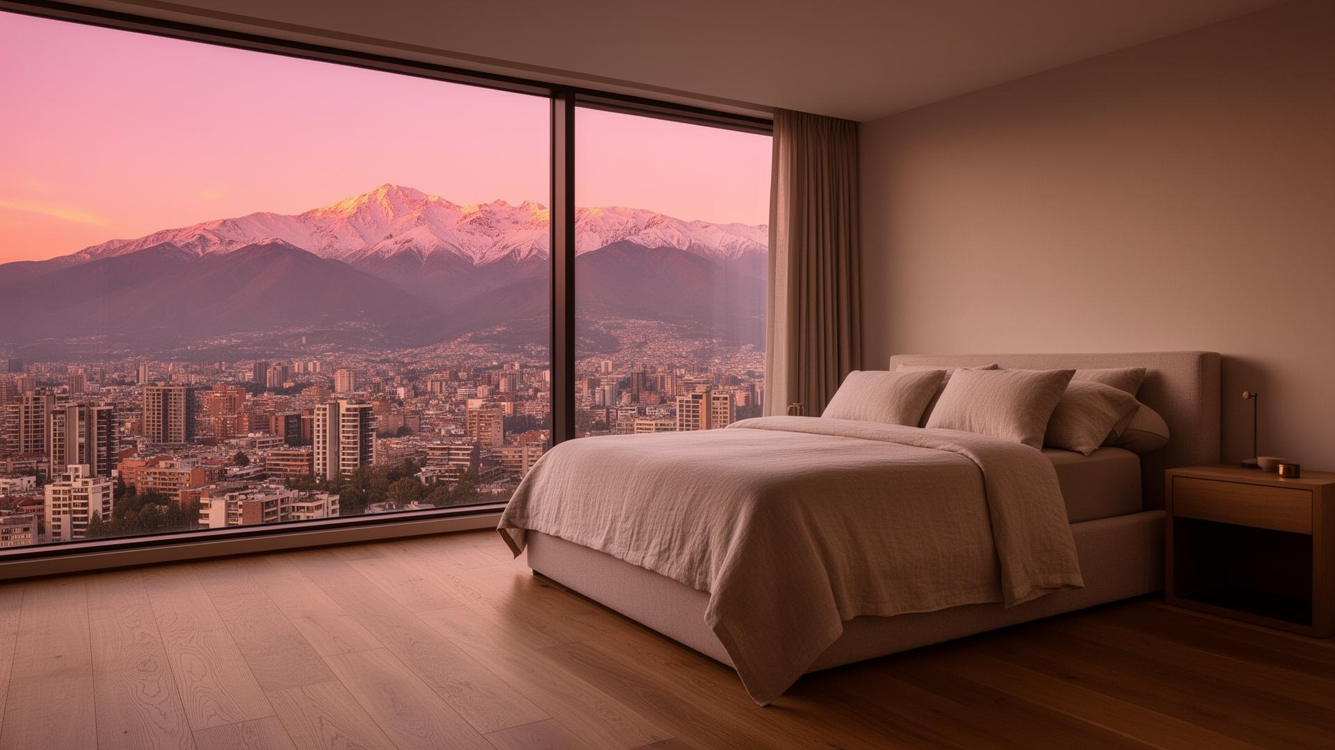 Dormitorio con vista a la cordillera de los Andes
