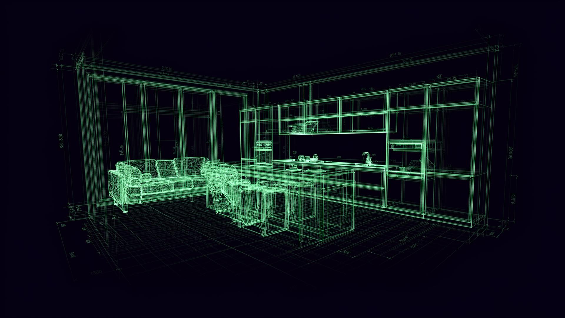 Visualización 3D del espacio antes de iniciar el proyecto